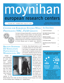 European Research Centers Volume TWO • Number One August 21, 2006 Moynihan Institute of Global Affairs | Maxwell School of Syracuse University