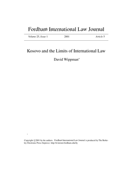 Kosovo and the Limits of International Law