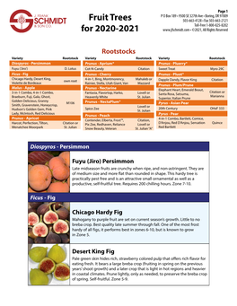 Fruit Trees for 2020-2021