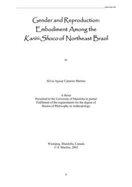 Embodiment Among the Kariri-Shoco of Northeast Brazil