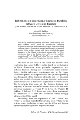 Reflections on Some Ethno-Linguistic Parallels Between Celts and Basques (The Atlantic Substratum of the “Red Devil” & “Black Wizard”)