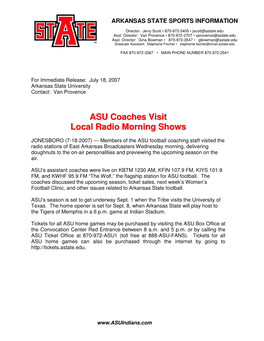 ASU Coaches Visit Local Radio Morning Shows