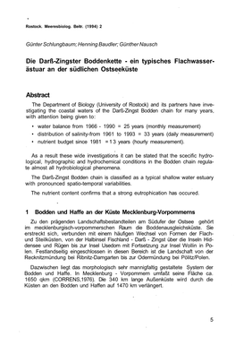 Die Darß-Zingster Boddenkette - Ein Typisches Flachwasser- Ästuar an Der Südlichen Ostseeküste