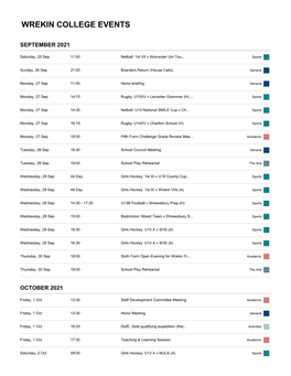 Wrekin College Events