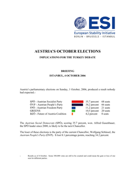 Austria's October Elections