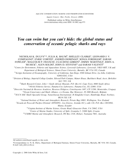 The Global Status and Conservation of Oceanic Pelagic Sharks and Rays