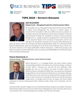 Tips 2020 – Keynote Speakers