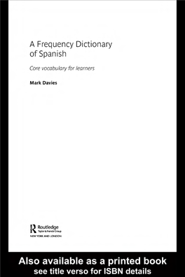 A Frequency Dictionary of Spanish