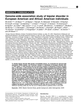 Genome-Wide Association Study of Bipolar Disorder In