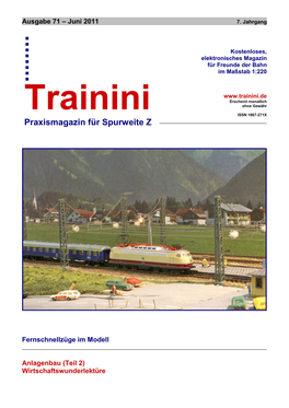 Trainini.De Erscheint Monatlich Ohne Gewähr Trainini ISSN 1867-271X Praxismagazin Für Spurweite Z