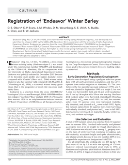 Registration of 'Endeavor' Winter Barley