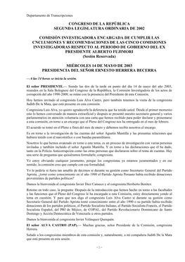 Congreso De La República Segunda Legislatura Ordinaria De 2002