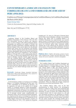 Contemporary Landscape Changes in the Cordillera