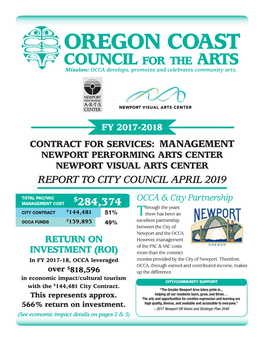 OREGON COAST COUNCIL for the ARTS Mission: OCCA Develops, Promotes and Celebrates Community Arts