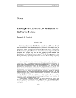 Limiting Locke: a Natural Law Justification for the Fair Use Doctrine