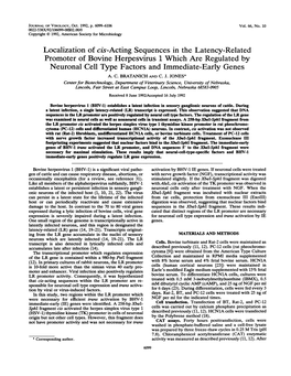 Localization of Cis-Acting Sequences in the Latency-Related Promoter Of