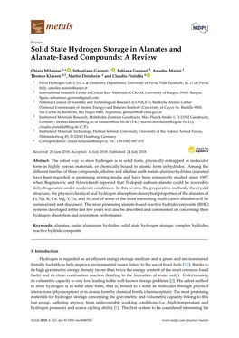 Solid State Hydrogen Storage in Alanates and Alanate-Based Compounds: a Review