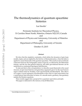 The Thermodynamics of Quantum Spacetime Histories Arxiv