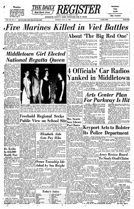 Marines Killed in Viet Battles SAIGON, South Viet Nam Only Three Miles Southwest of Cluded Six Hit by Rocket Fire Namese Militiamen Holding the (AP) — Fiye U.S