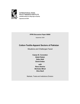 Cotton-Textile-Apparel Sectors of Pakistan