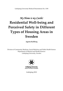 Residential Well Being and Perceived Safety in Different Types of Housing