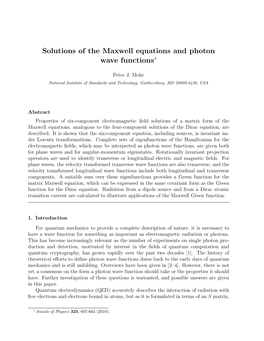 Solutions of the Maxwell Equations and Photon Wave Functions∗