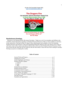 The Dragons Fire the NATIONAL JERICHO MOVEMENT NEWSLETTER in Fierce Determination Since 1996 Feb 15 to March 15-2021, Vol