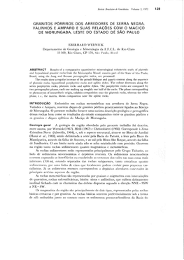 GRANITOS PORFIROS DOS ARREDORES DE SERRA NEGRA, VALINHOS E AMPARO E SUAS Relal;OES COM 0 Macil;O DE MORUNGABA, LESTE DO ESTADO DE Sao PAULO
