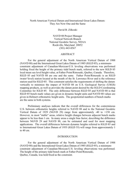 North American Vertical Datum and International Great Lakes Datum: They Are Now One and the Same