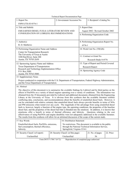 Emulsified Diesel Fuels(FHWA/TX-03/4576-1)