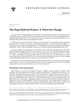 The Pepsi Refresh Project: a Thirst for Change