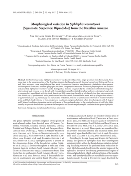 Squamata: Serpentes: Dipsadidae) from the Brazilian Amazon