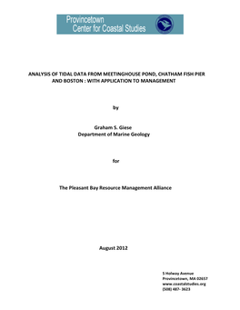 Analysis of Tidal Data from Meetinghouse Pond, Chatham Fish Pier and Boston : with Application to Management