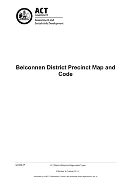 Belconnen District Precinct Map and Code