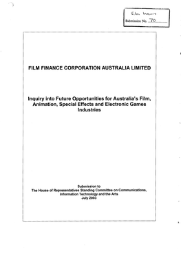 FILM FINANCE CORPORATION AUSTRALIA LIMITED Inquiry Into