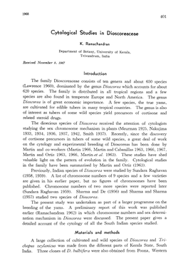 Cytological Studies in Dioscoreaceae