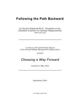 Following the Path Backwards: High Level Nuclear Waste and the NWMO