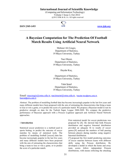 A Bayesian Computation for the Prediction of Football Match Results Using Artificial Neural Network