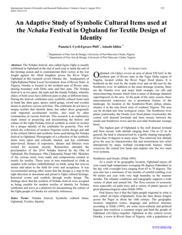 An Adaptive Study of Symbolic Cultural Items Used at the Nchaka Festival in Ogbaland for Textile Design of Identity