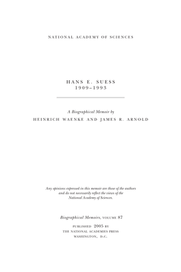 Hans Suess Worked Especially on ↔ Exchange Equilibria of H2 + HDO HD + H2O