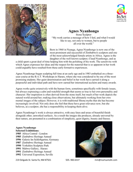 Agnes Nyanhongo Stone Sculptor “My Work Carries a Message of How I Feel, and What I Would Like to Say, Not Only to Women, but to People All Over the World.”