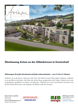 Überbauung Avium an Der Altbadstrasse in Ernetschwil