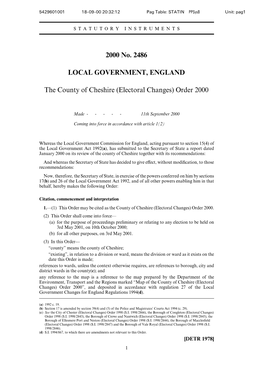 2000 No. 2486 LOCAL GOVERNMENT, ENGLAND The