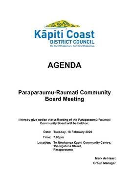 Agenda of Paraparaumu-Raumati Community Board Meeting