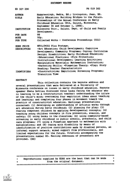 DOCUMENT RESUME ED 327 290 PS 019 262 AUTHOR Hazareesingh, Nedra