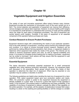 Vegetable Equipment and Irrigation Essentials