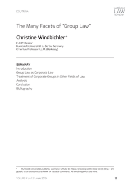 The Many Facets of “Group Law” Christine Windbichler*