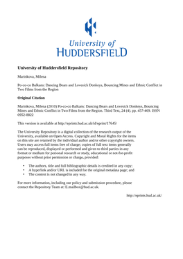 University of Huddersfield Repository