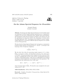 On the Adams Spectral Sequence for R-Modules