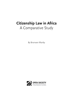 Citizenship Law in Africa a Comparative Study